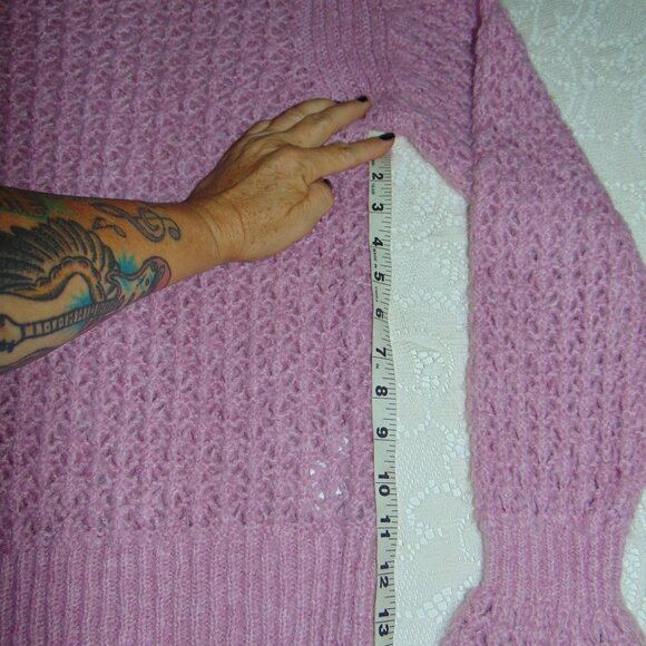 J Crew Sweater Pink Womens Cable Knit Pullover Mock Neck Long Sleeve Fuzzy sz 4 - Picture 7 of 12